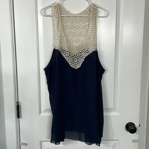 Flowy crochet detail tank